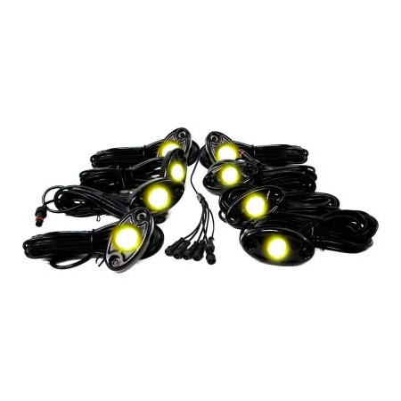 Carjamz Race Sport 8 LED Glow Pod Kit with Brain Box IP68 12V with All Hardware, Yellow RSLD8KITY